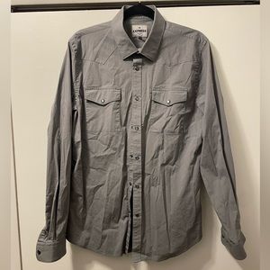 Dark Grey Express Button Down